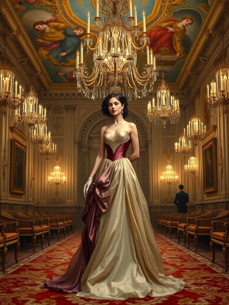 Elegant Lady in Grand Ballroom