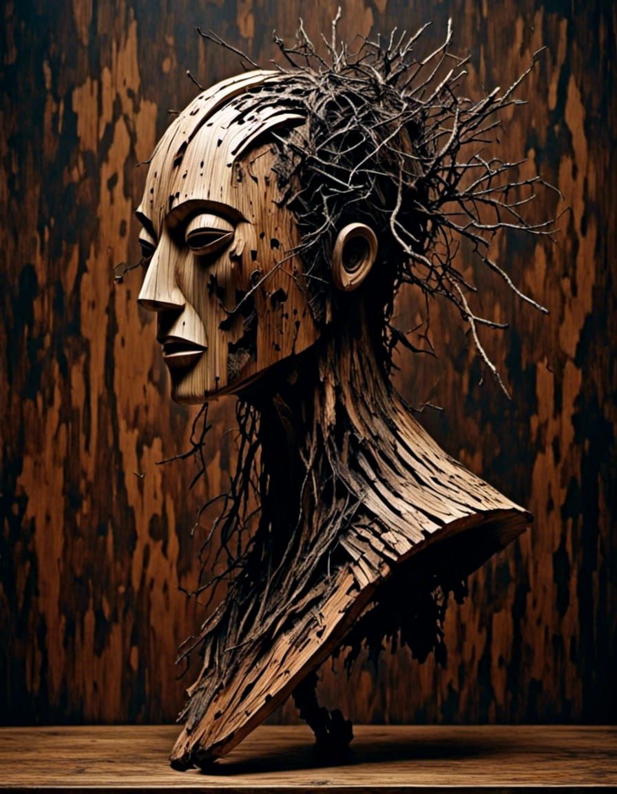 Oddity <lora:WoodMask:1.0>  <lora:UGnoir:1.0>