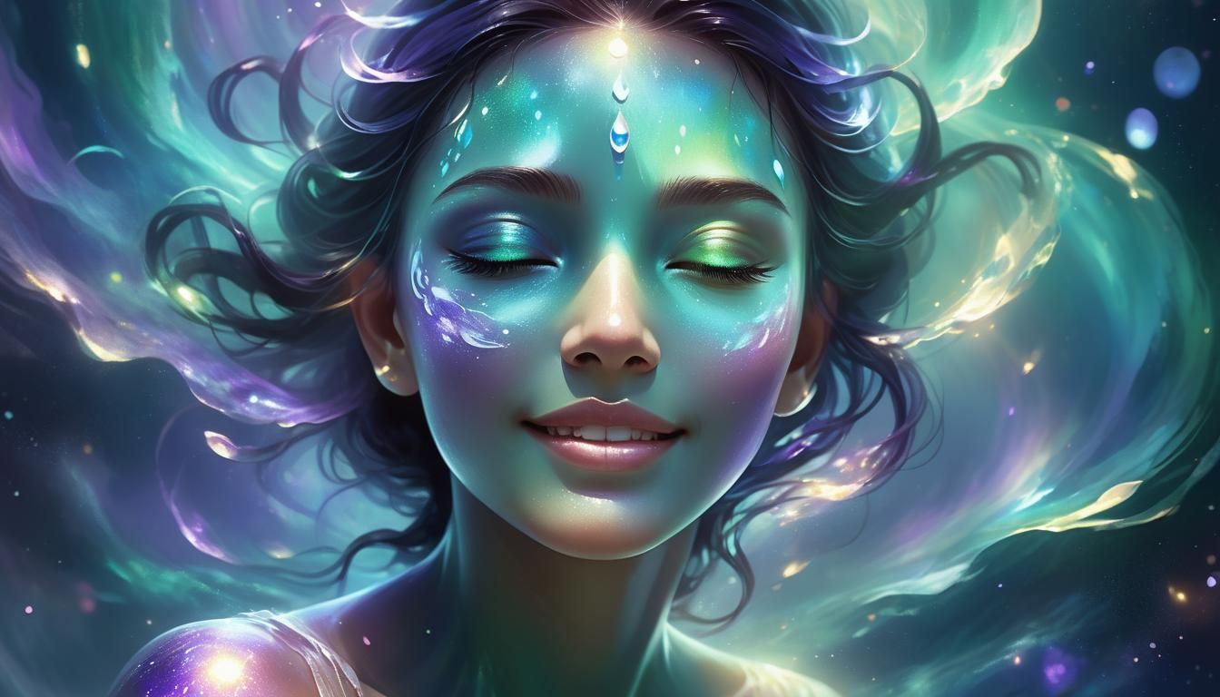Serene Spirit in Cosmic Mist: Hyperrealistic Concept Art