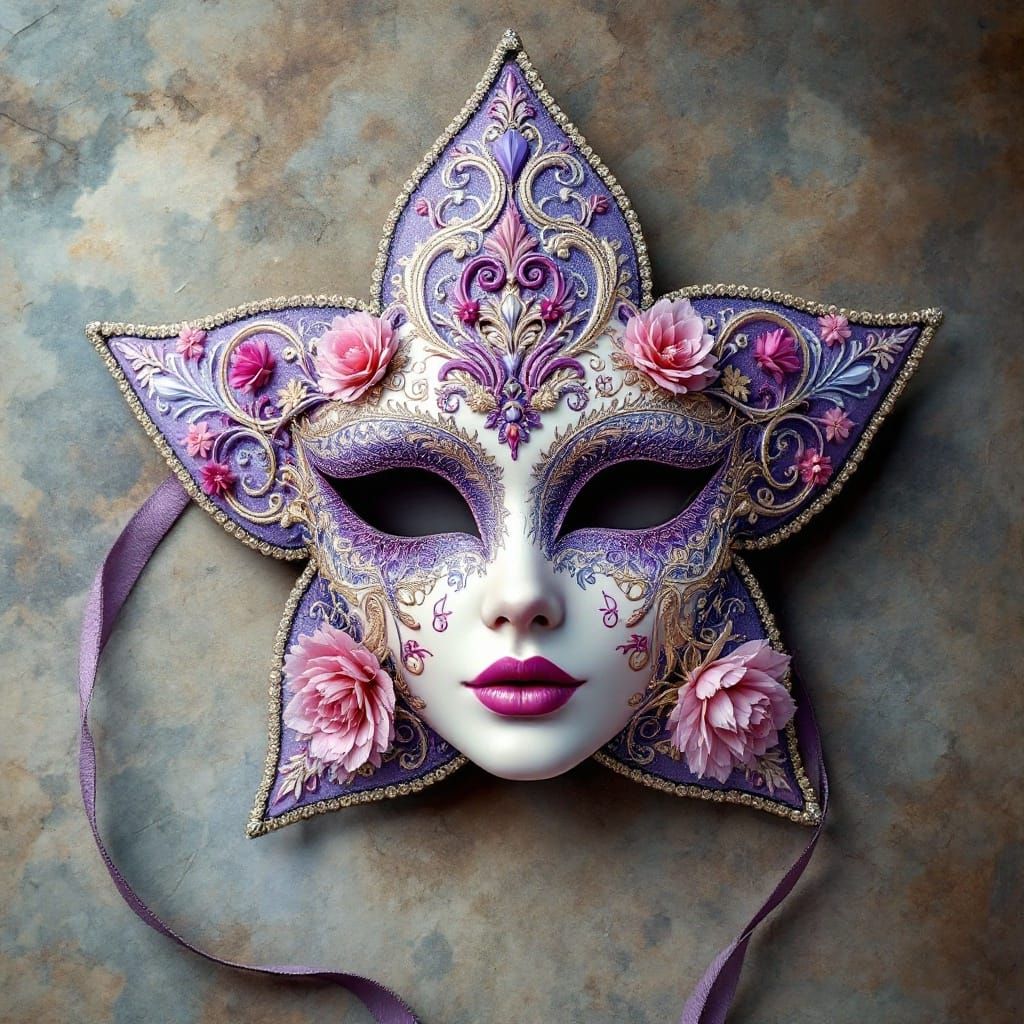 Ethereal Star Mask in Lavender Purple and Soft Pink