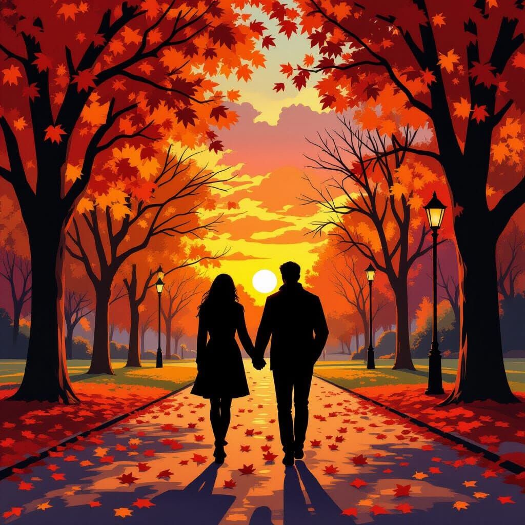 Romantic Autumn Sunset Walk in Cinematic Style
