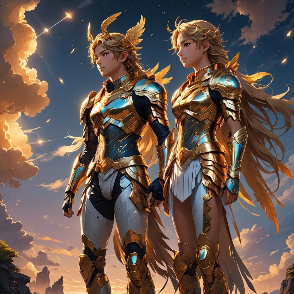 Artemis and Apollo in Anime Art Style