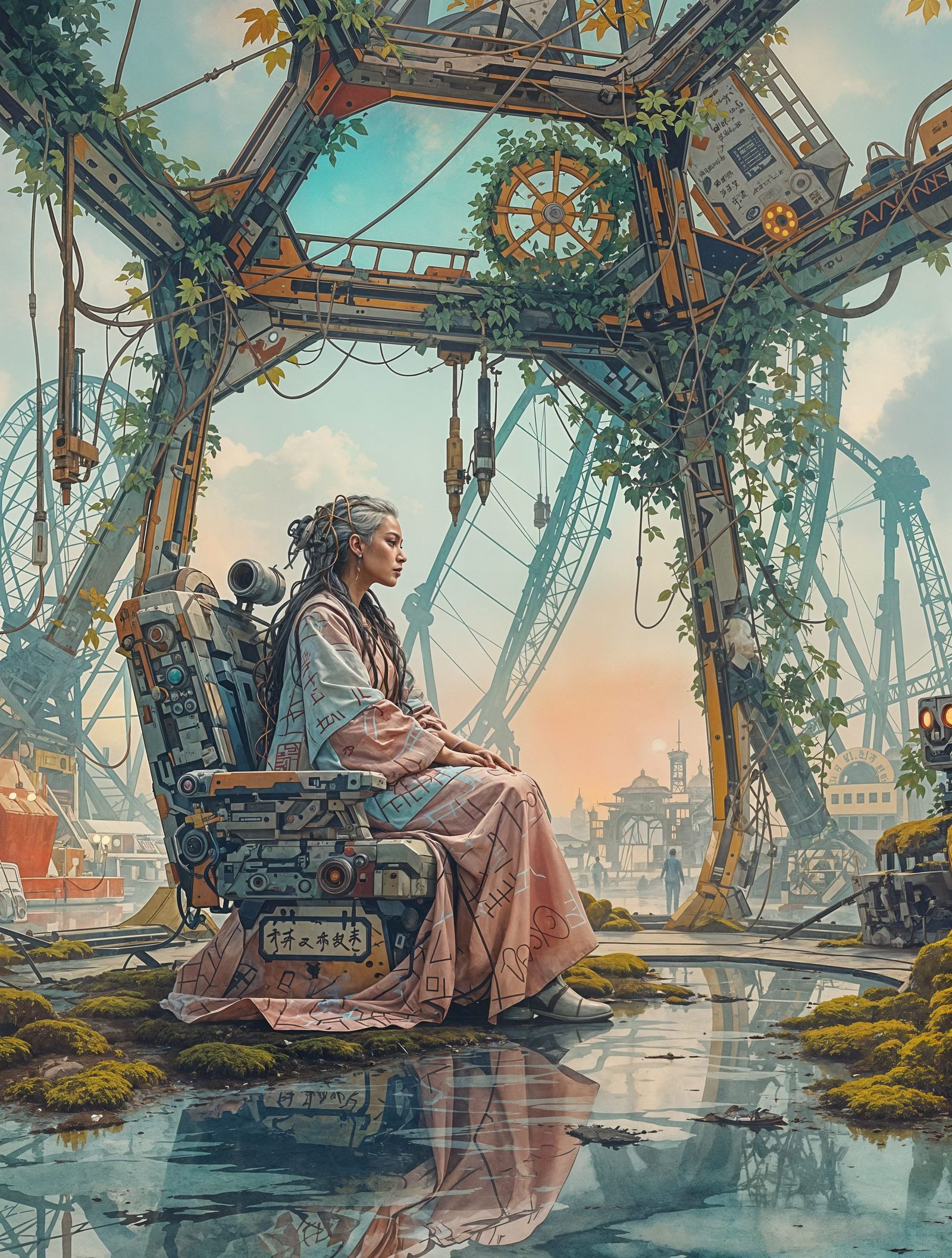 Elderly East Asian Poet Surveys Post-Apocalyptic Wasteland