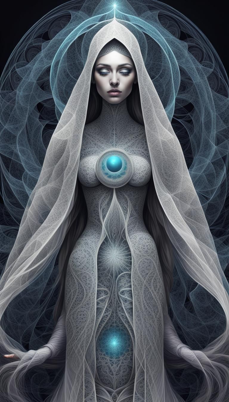 Veiled High Priestess: Abstract Vector Fractal Art