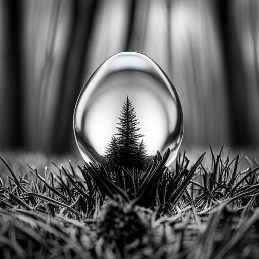 Sinister Forest Reflected in Water Droplet