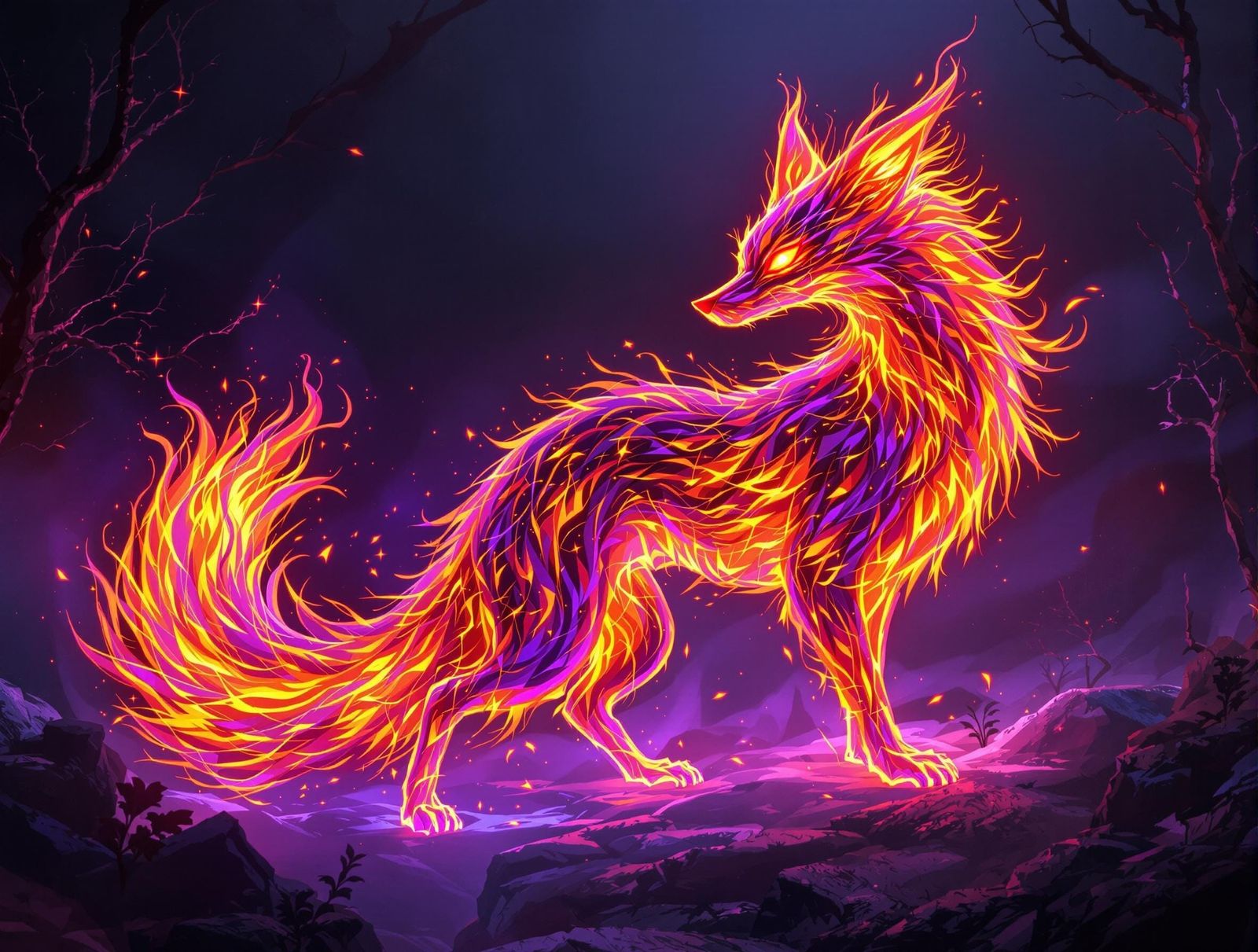 Fiery Firefox in Art Nouveau Style