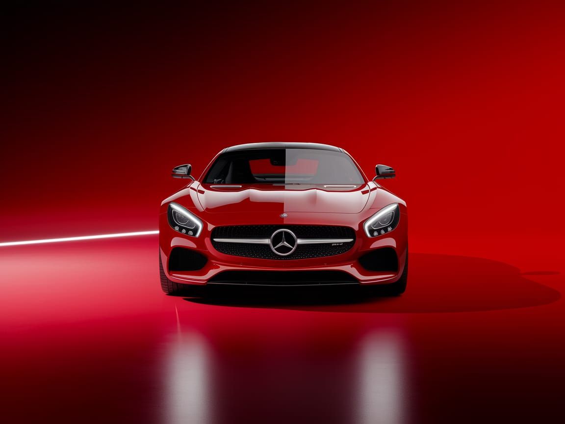 Red Mercedes-Benz Sports Car in Photorealistic Style
