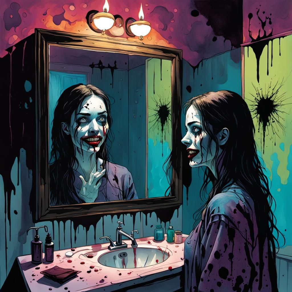 Sinister Reflection Reaches Out from Mirror