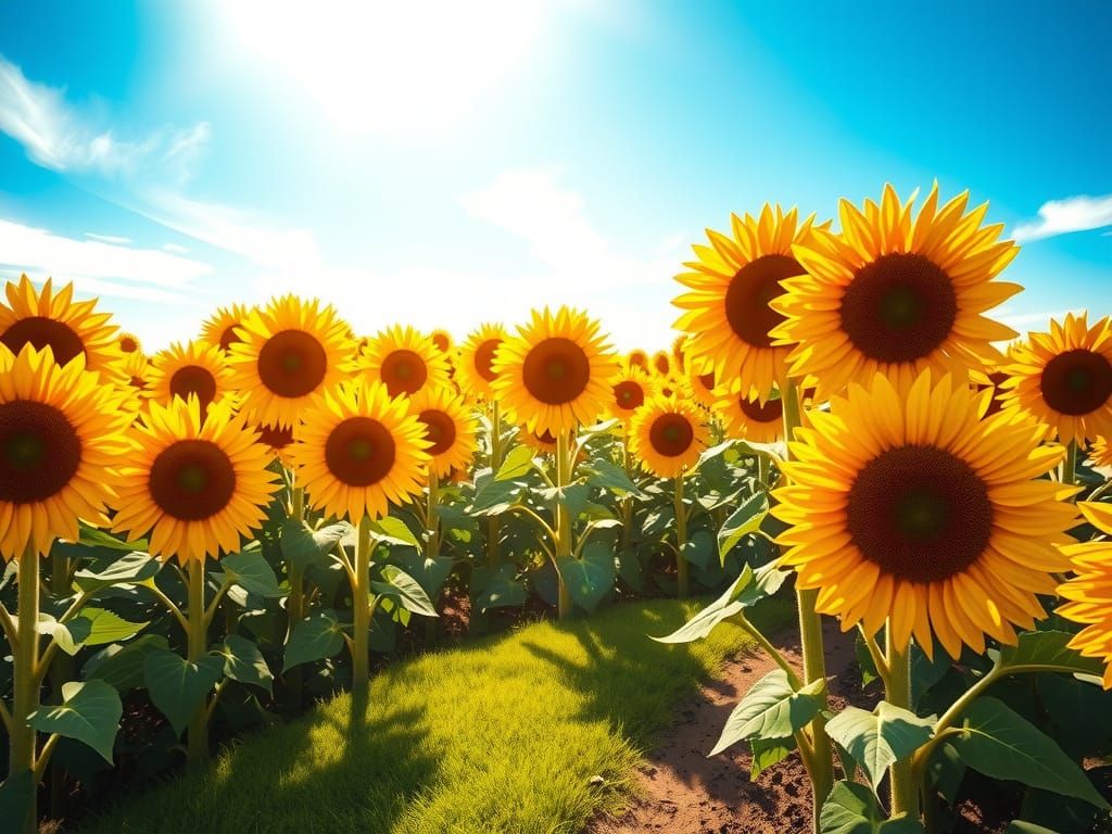 Surreal Summer Sunflowers in Vibrant Golden Light