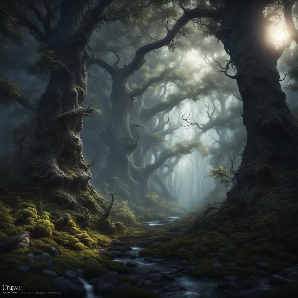 Will-o'-the-Wisp in Dark Forest Clearing