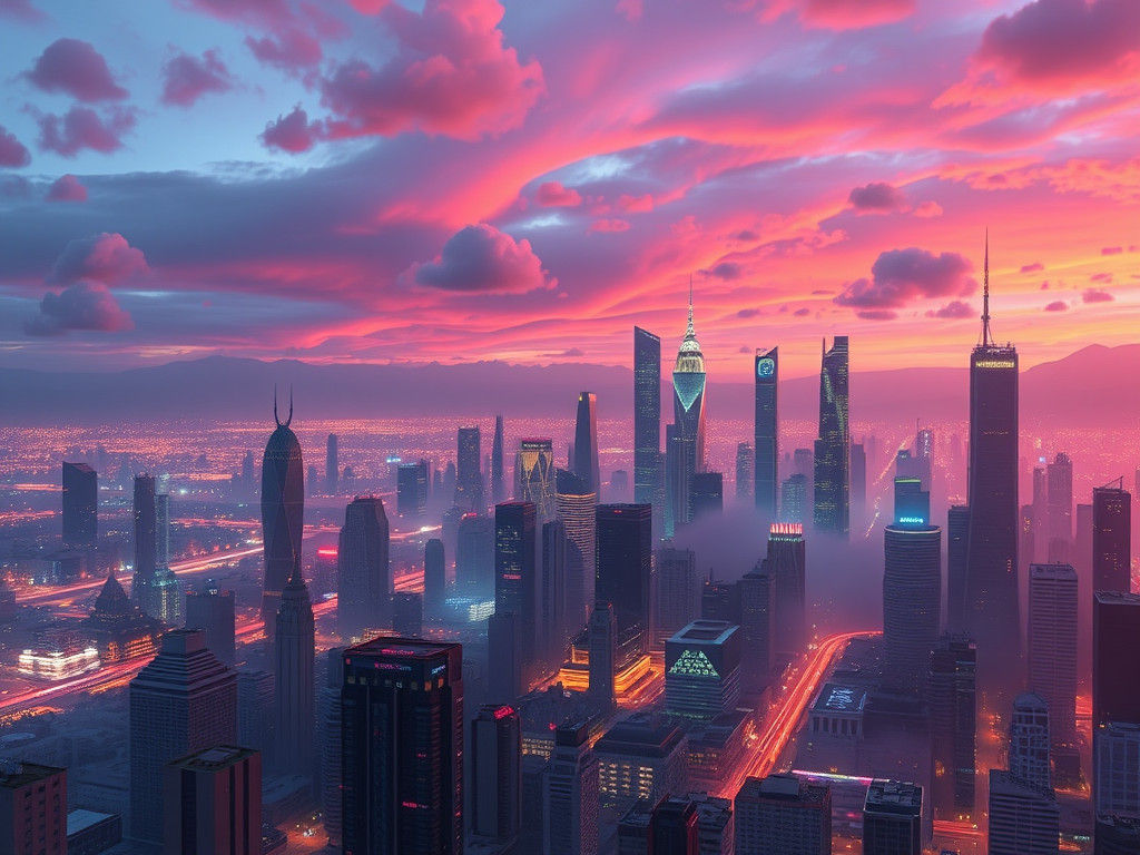 Futuristic Skyline in High Definition Fantasy Art