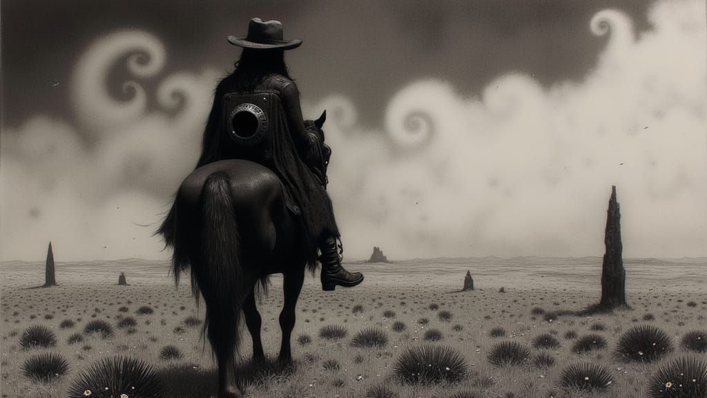Cowboy Demon Hunter on the Open Prairie in a Hyper-Detailed ...