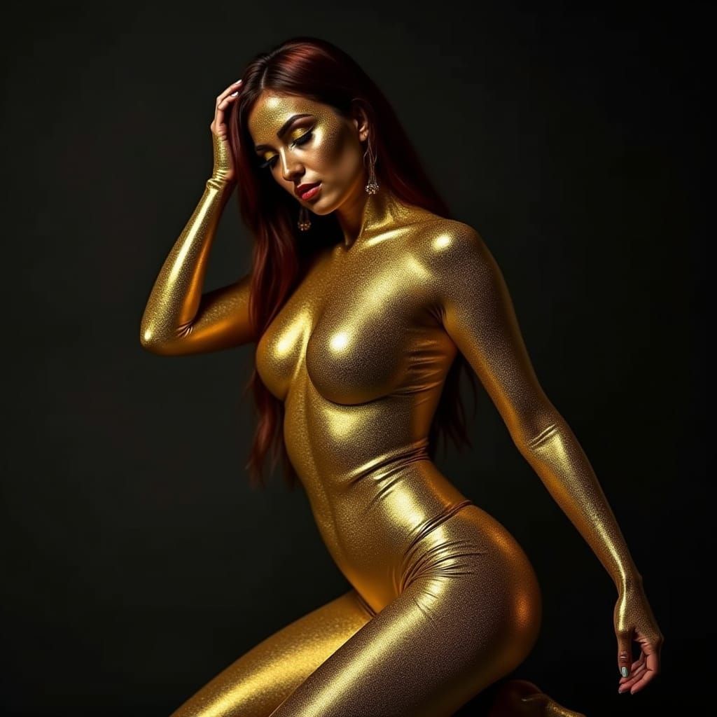 Futuristic body suit molds to skin.