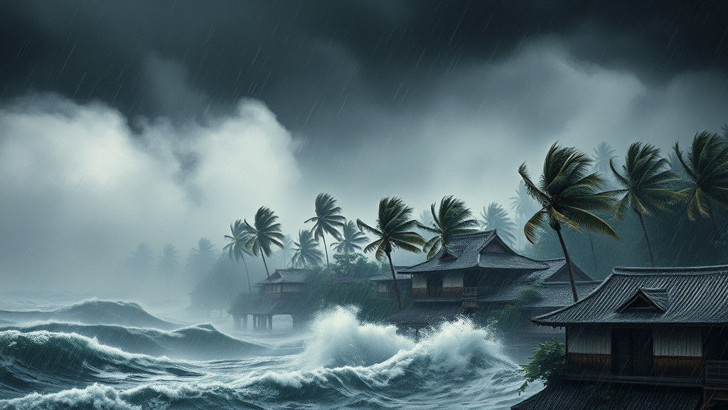 Hurricane Landfall in 18th Century Japanese Village