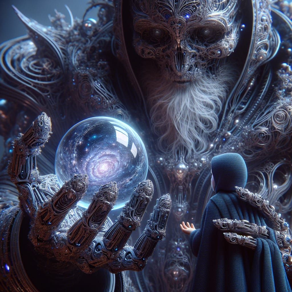 Biomechanical Guardian Transfers Cosmic Crystal to Enigmatic...