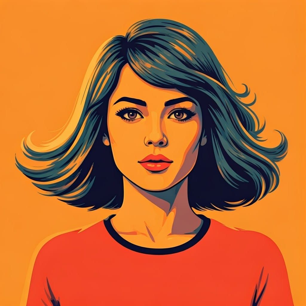Dynamic Woman in Geometric Pop Art Composition