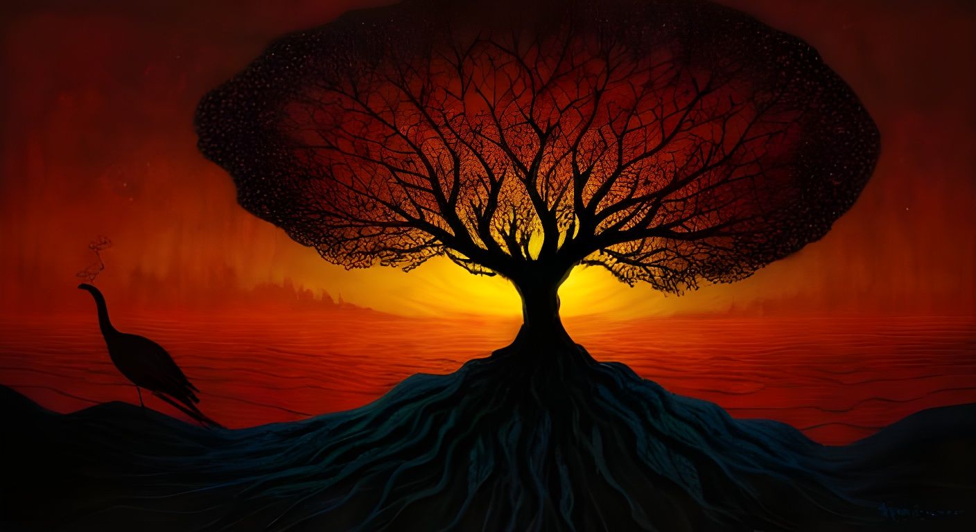 Expressive Character in Blazing Sunset