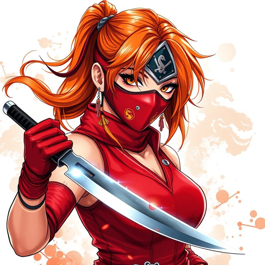 Y2K Cybercore Kunoichi with Orange Hair