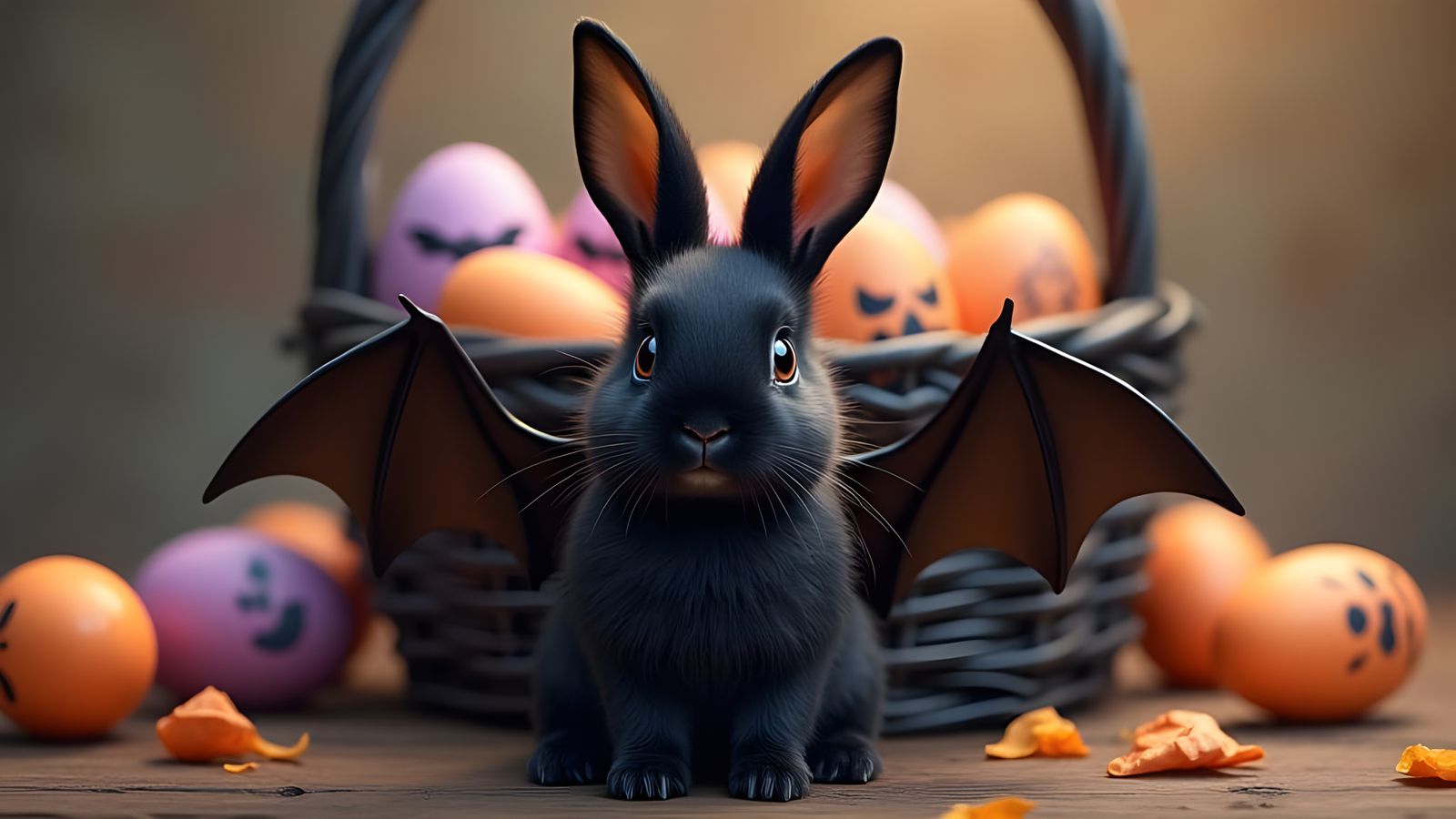 A Goth Rabbit Wearing Wings
