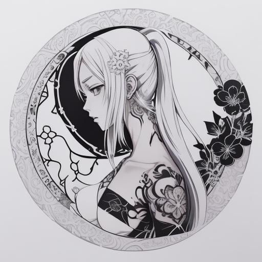 Minimalist Floral Tattoo Design in Anime Style
