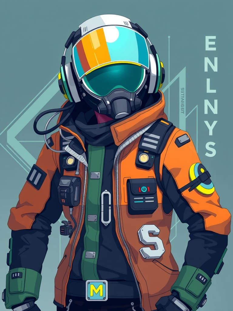 Futuristic Pixel Art Character in 16-bit Style