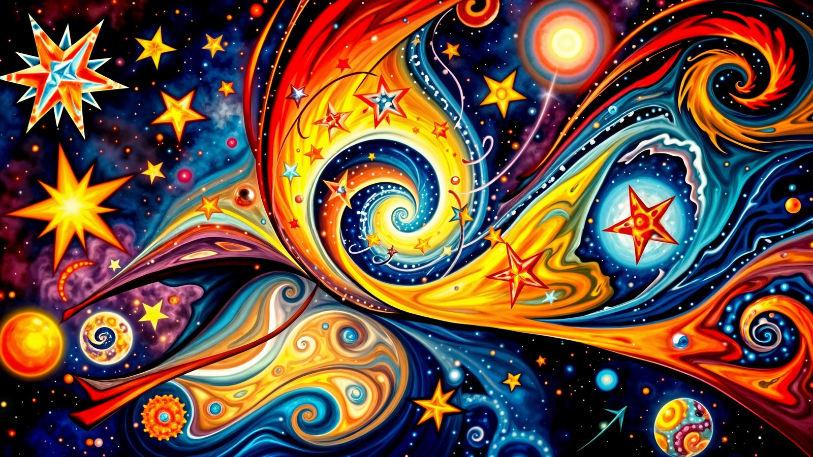 Cosmic Starburst in Vibrant Surrealist Style