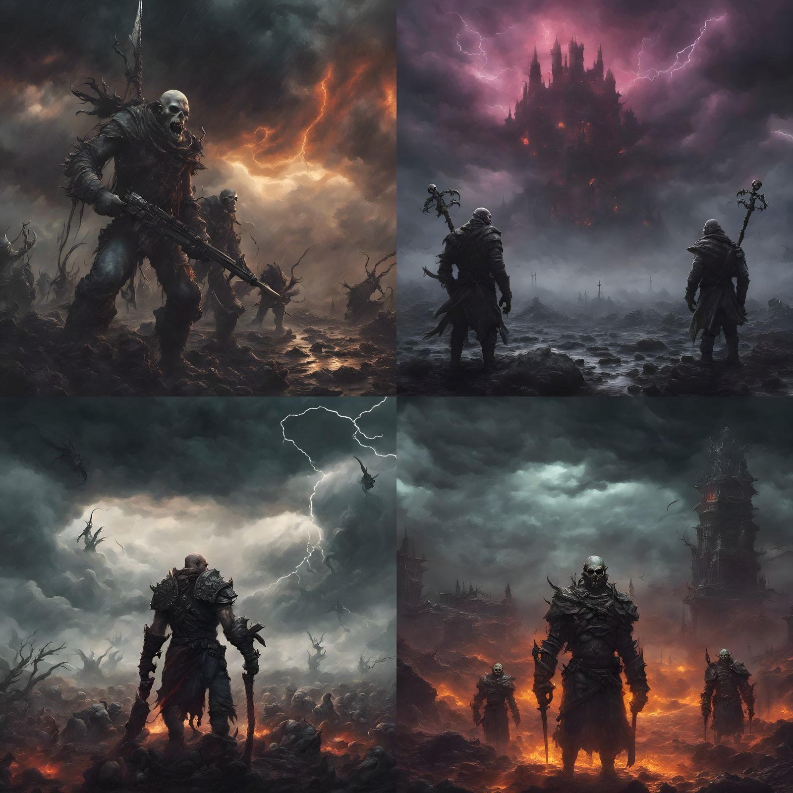 Two enemy factions at an unholy war with death incarnate, ghoulish minions at the ready swallowing the emense background...