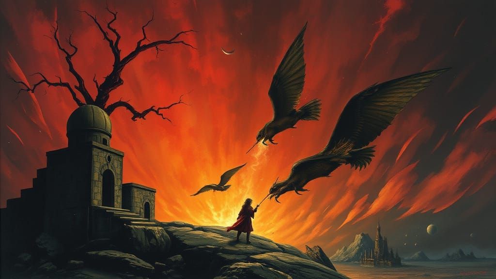 Dark Fantasy Landscape in Hellish Aesthetic