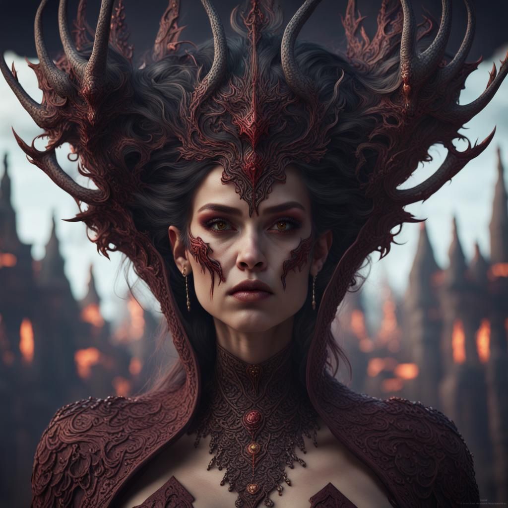 Fantastical Evil Woman in Detailed Matte Painting