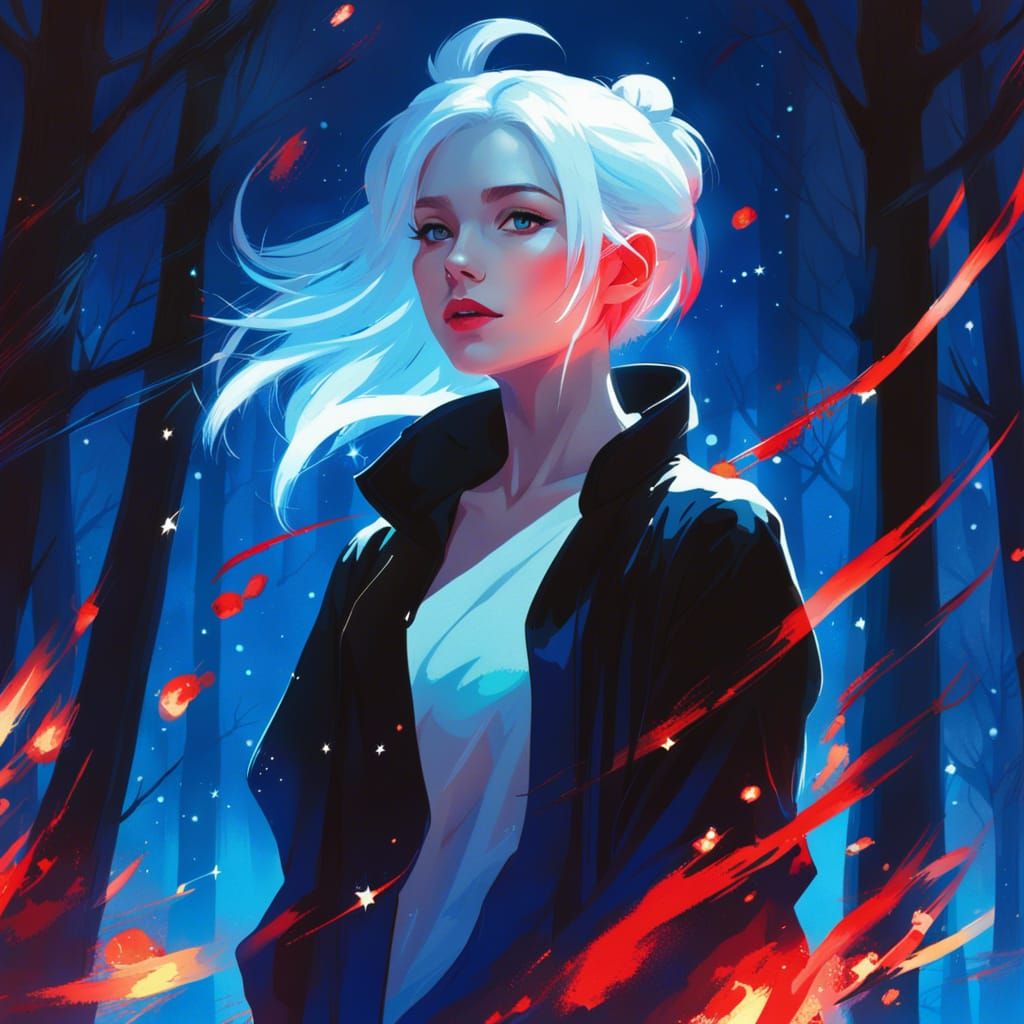 Female Wizard in Forest, Artstation Style