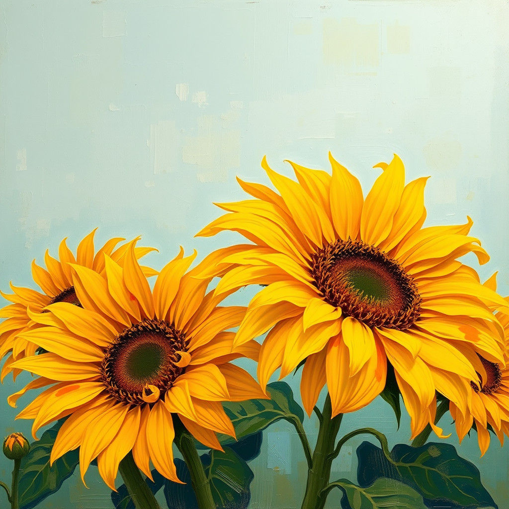 Sunflowers Swaying: Abstract Impressionist Style