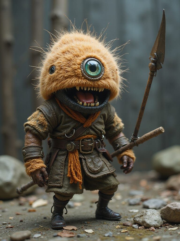 Berserker Wearing a Fuzzry Eyeball Hat in Full Battle Cry