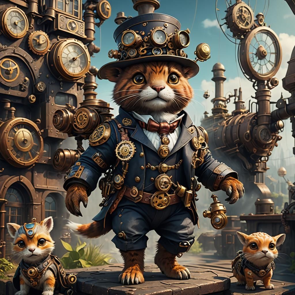 Cute Steampunk Animal in Detailed Matte Painting