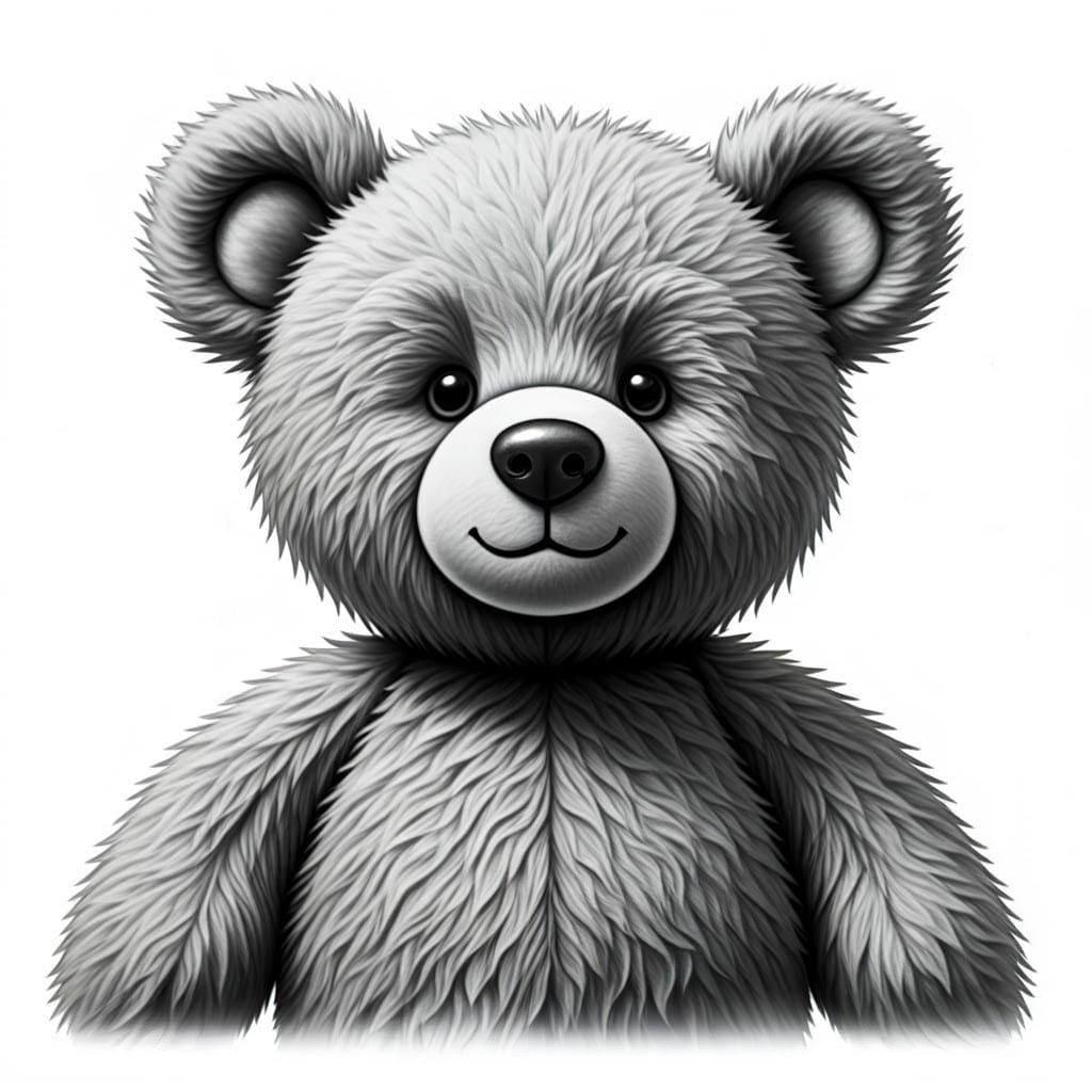 Surrealistic Teddy Bear Portrait in Graphite Pencil Art