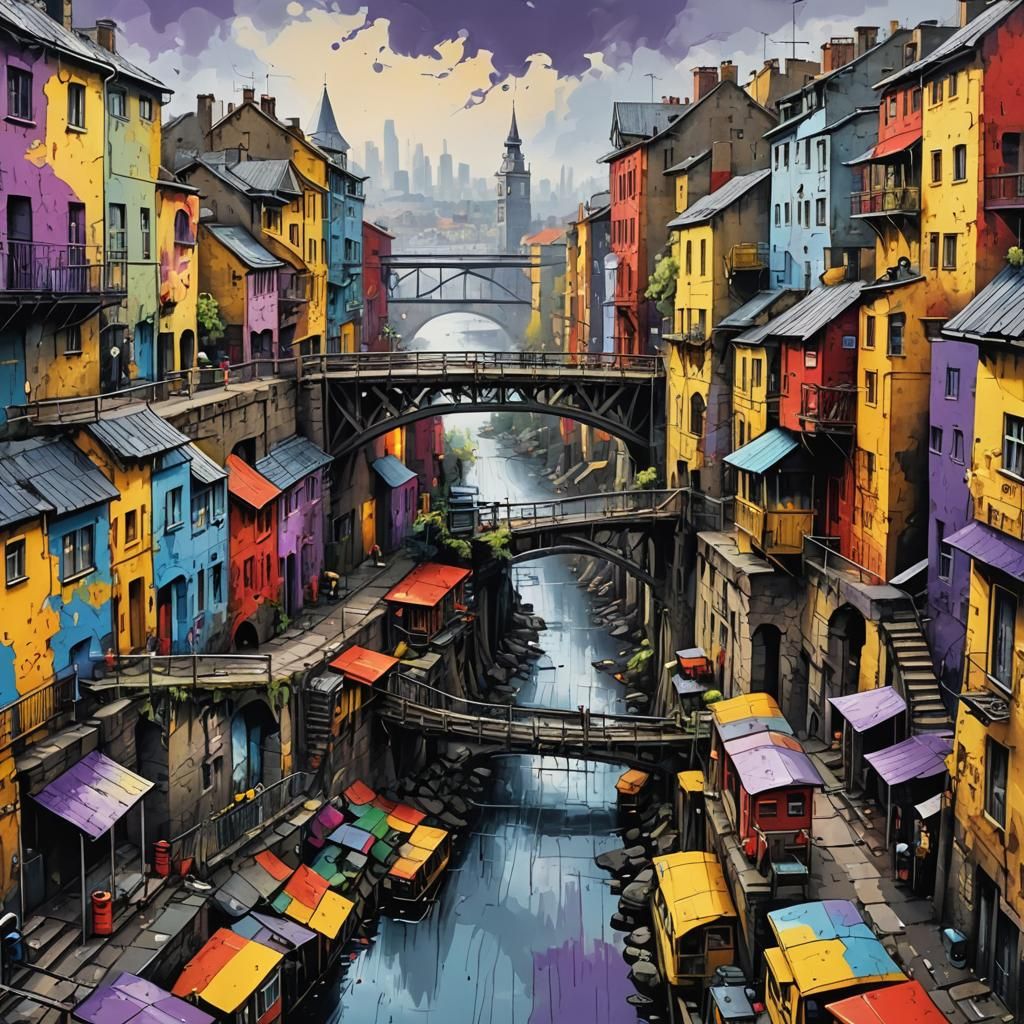 Vintage City Street with Graffiti Art in 8K