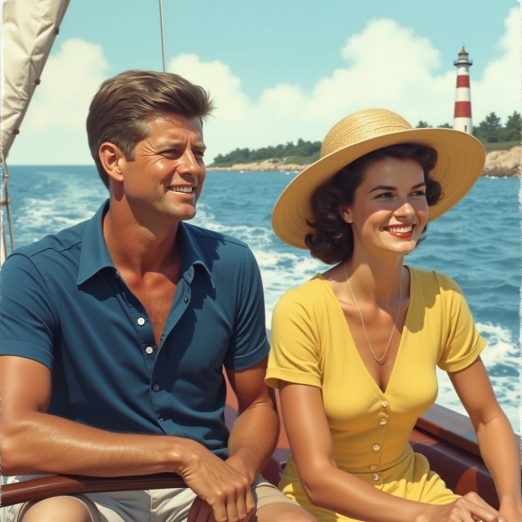 John and Jackie Kennedy Sailing: Vintage American Realism