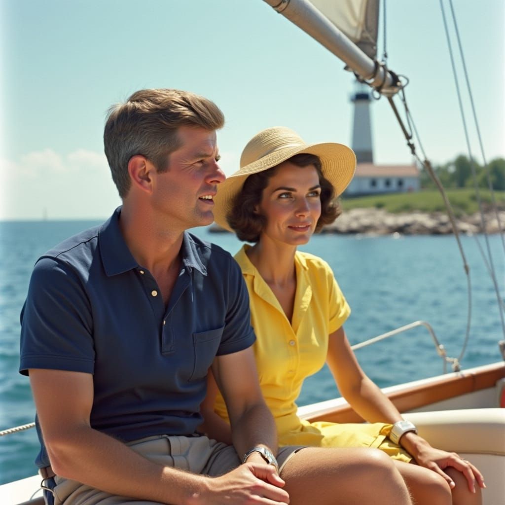 JFK and Jackie Sailing: Nostalgic Americana Portrait