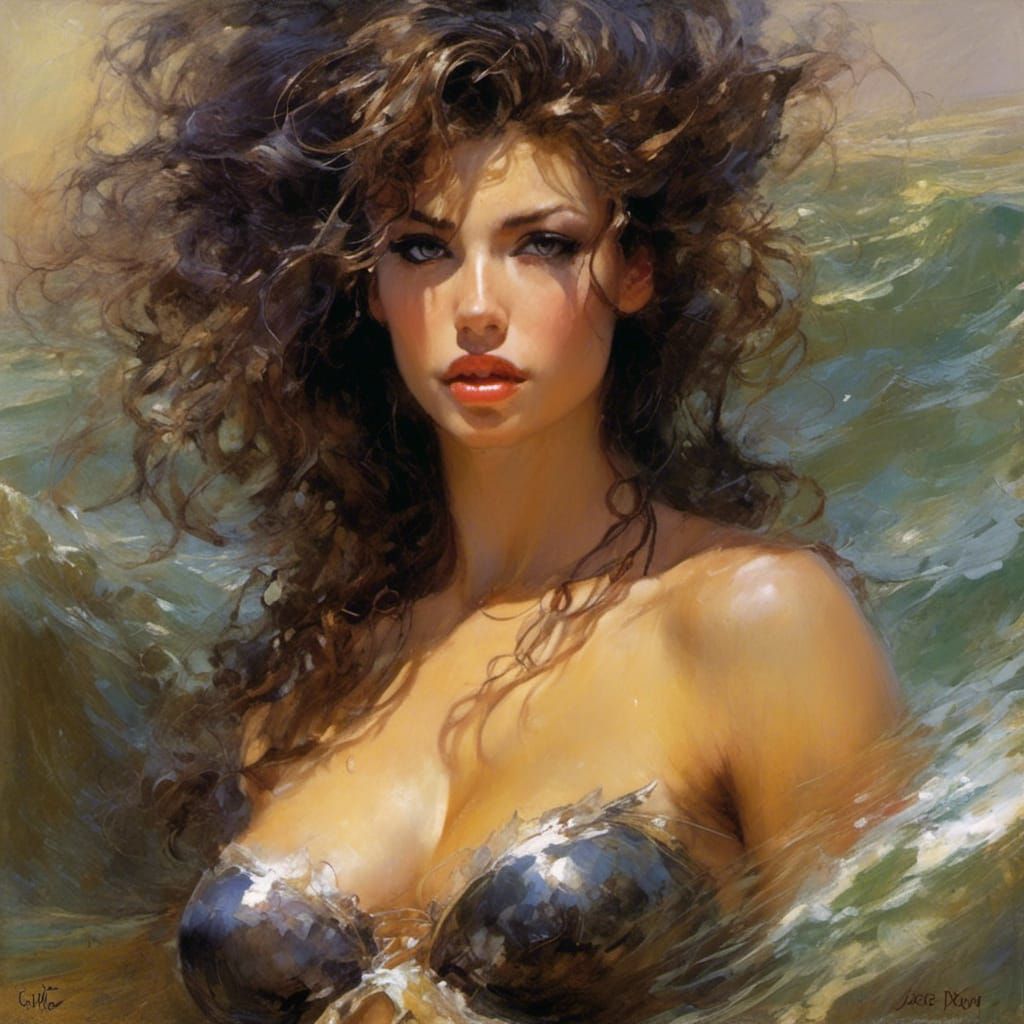 Hyperrealistic Batgirl Portrait on Ocean Beach