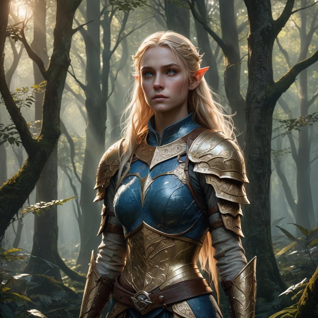Elf Warrior in Forest: Photorealistic Fantasy Art