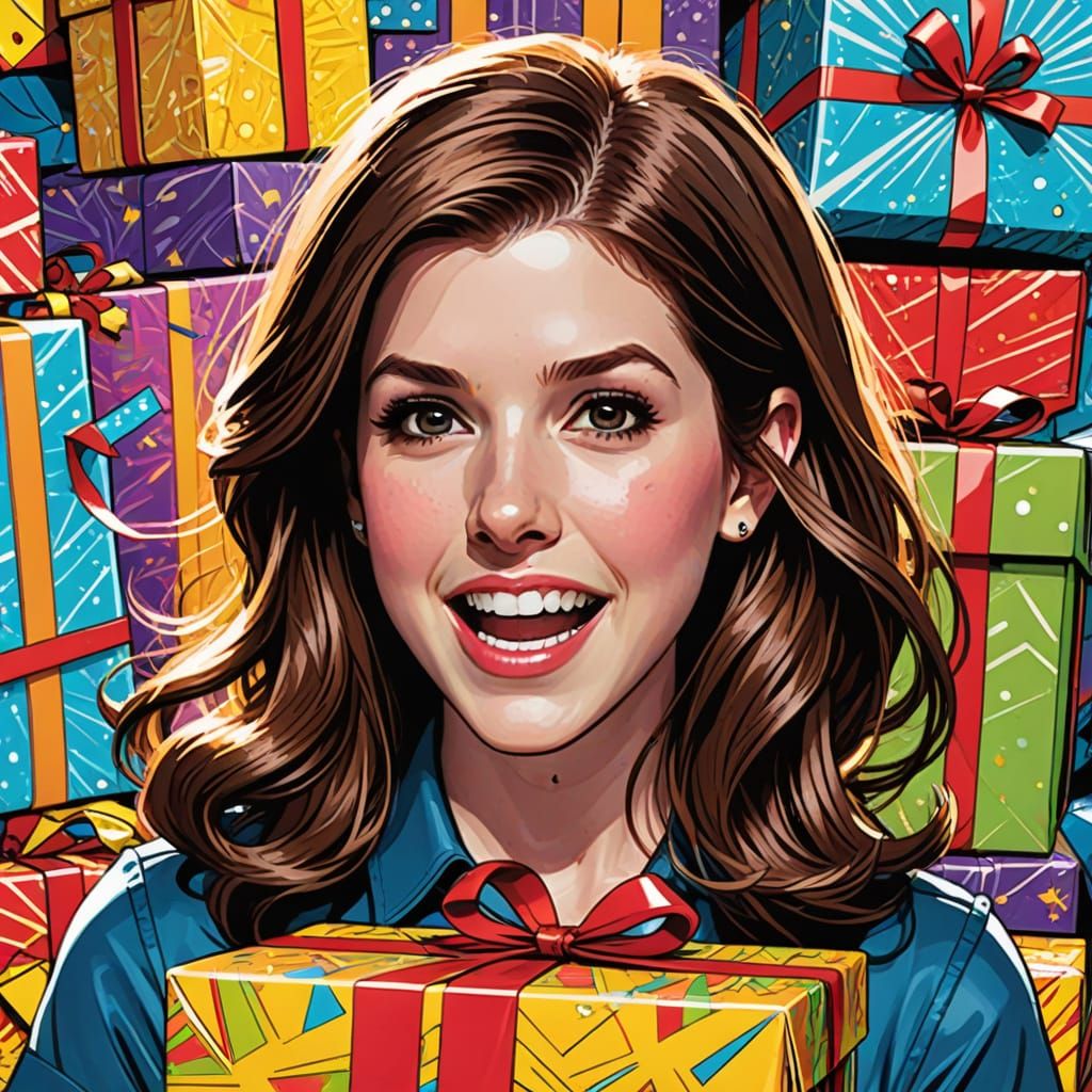 Anna Kendrick Birthday Celebration in Comic Book Style