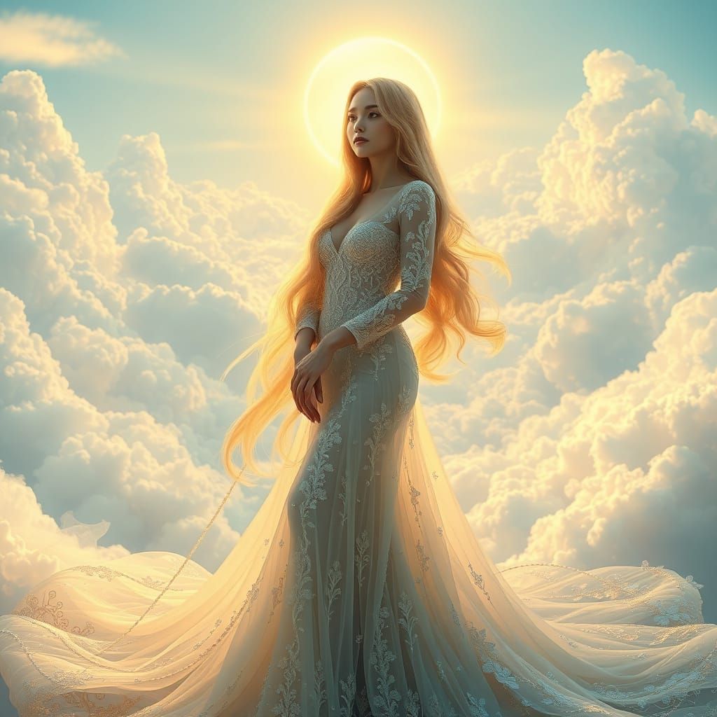 Ethereal Goddess in Whimsical Digital Art