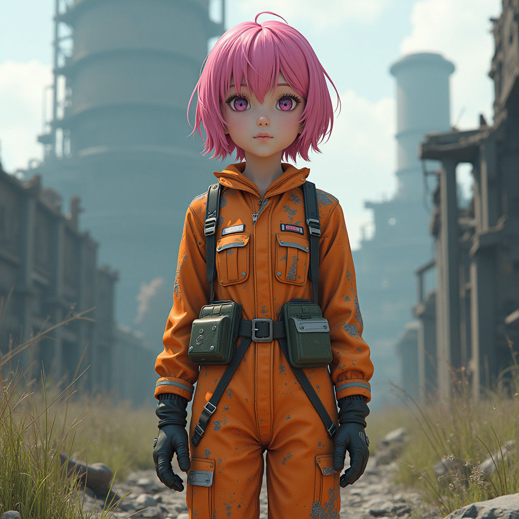 Anime Girl in Chernobyl, Digital Art