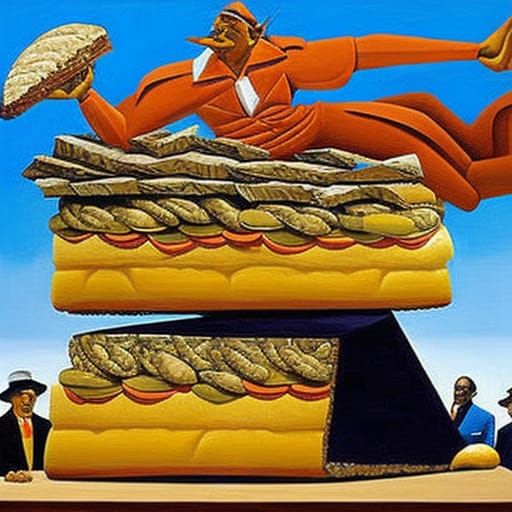 Grotesque Cubist Politician Sandwich with Human Limbs