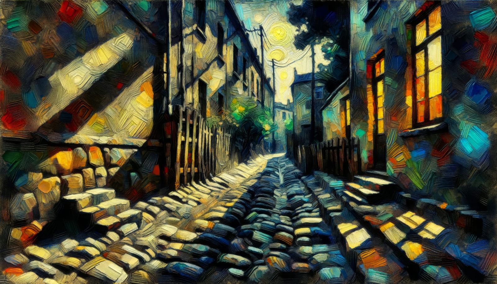 Expressionist Alleyway with Bold Colors