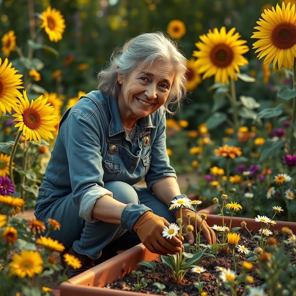 Surreal Summer Garden Scene in Whimsical Realism