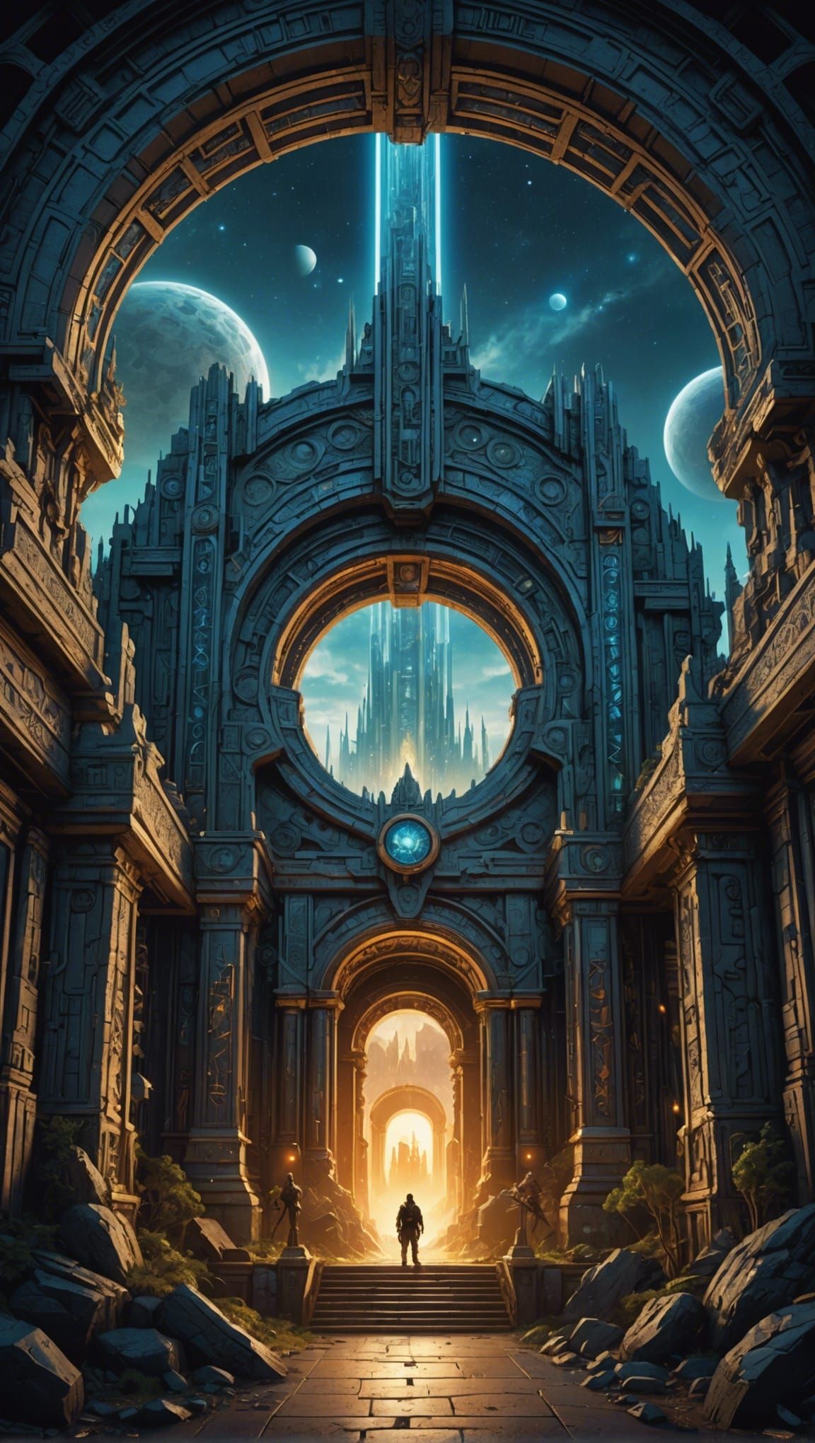 Entrance to Valhalla: Detailed Sci-Fi Concept Art