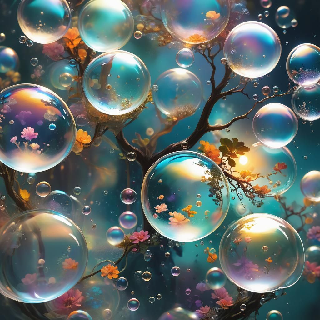 Dreamlike Memory Bubbles in Double Exposure Concept Art