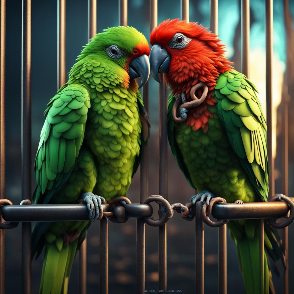 Parrots in Chains: A Detailed Matte Painting