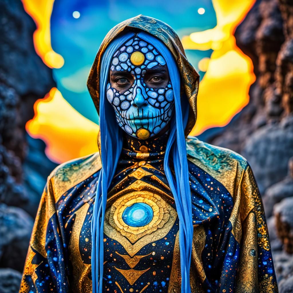 Cosmic Dreamscape: Extravagant Characters in Liquid Acrylic