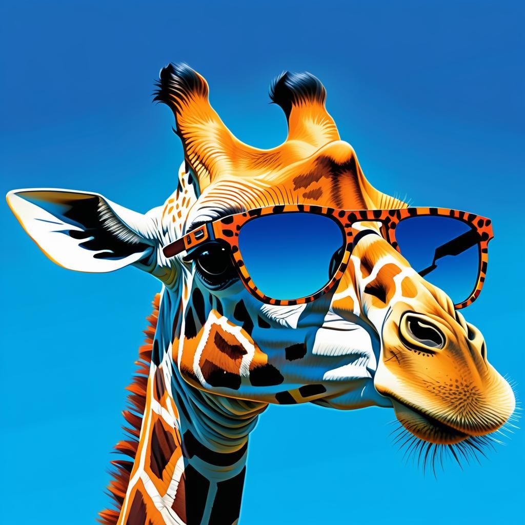 Giraffe in Sunglasses: Comic Book Style Illustration